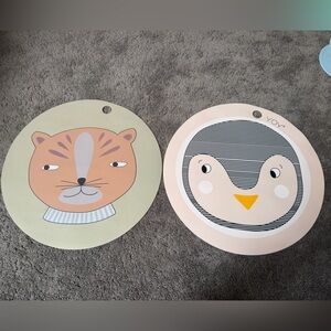 Two Oyoy Cute Animal Face Placemats- Penguin and Leopard